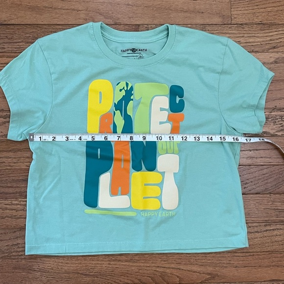 Women's Happy Earth Protect Our Planet Cropped Tee | Size Large - Picture 4 of 6